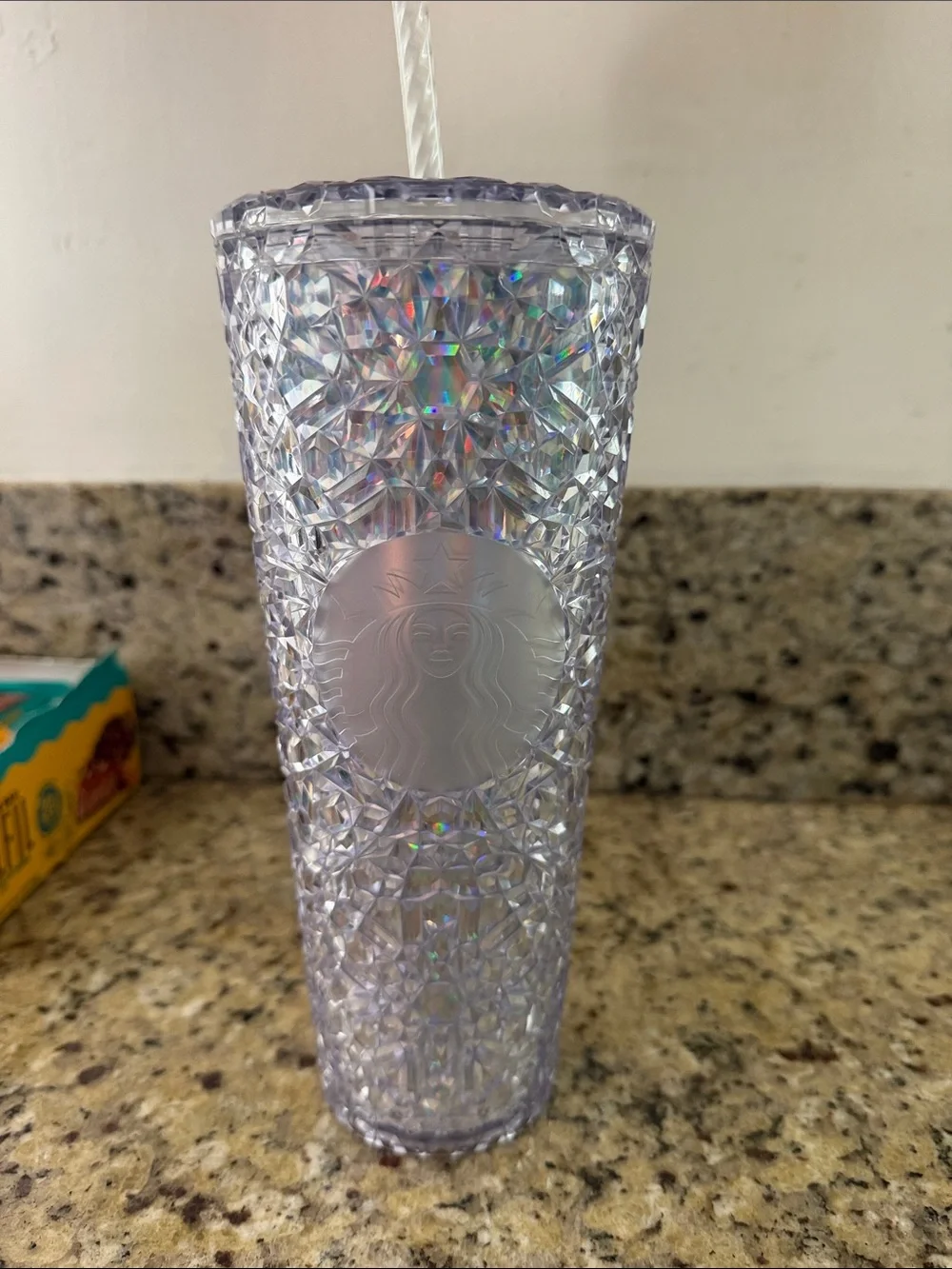 Starbucks Iridescent Lavender Faceted Tumbler with Straw